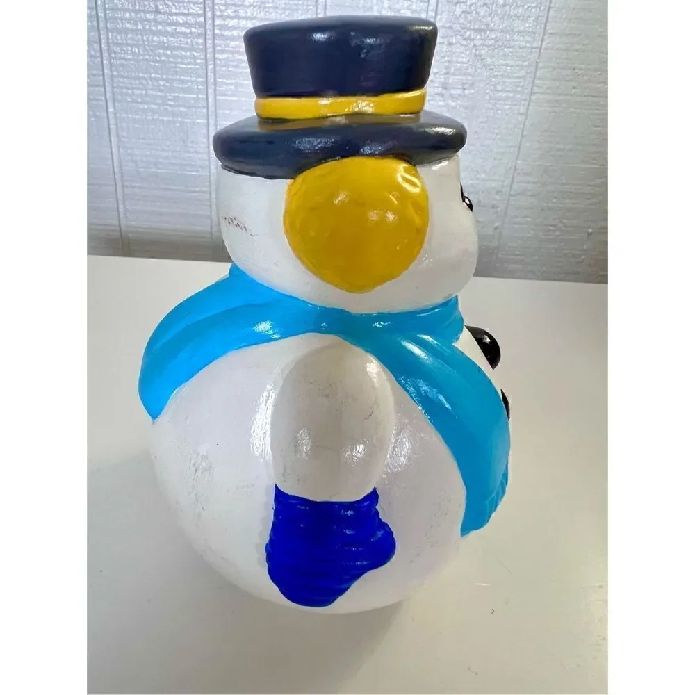 Vintage Ceramic Mold Snowman W Hat & Pipe Christmas Hand Painted